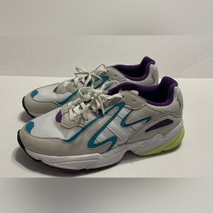 Adidas Tennis Shoes White With Purple, Green, & Blue Retro Size 7 Mens